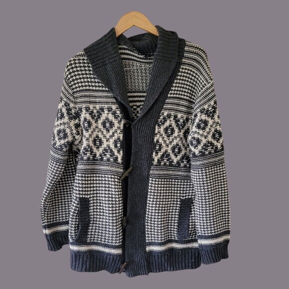 Gap Oversized Gray Cardigan Sweater Wool Blend Chunky Knit Size Large - Picture 1 of 5